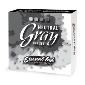 תמונה של האריזה של סט דיו למקעקעים אפורים של חברת איטרנל נטורל גריי - Eternal Ink Neutral Grey